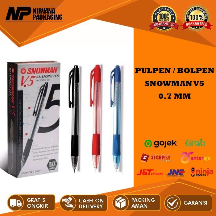 

New PULPEN / BOLPEN / PEN / PENA SNOWMAN V5 0.7 MM Hitam Biru Merah