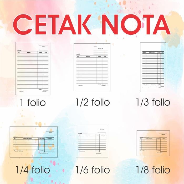 

New Cetak Nota Bon 2 Rangkap/Ply Carbonless Tanpa Karbon