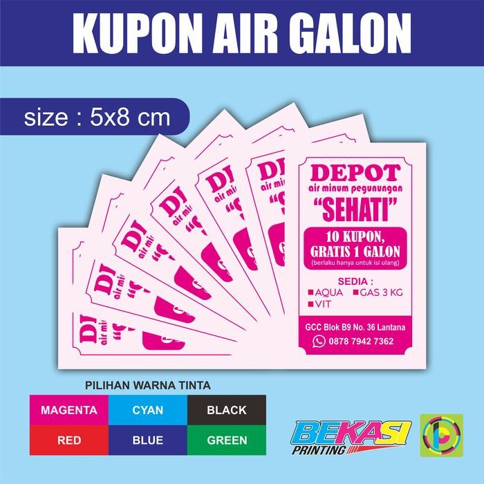 Pilihan- 100 Gsm Cetak Kupon Depot Air Minum Isi Ulang / Refill Galon Hvs Warna