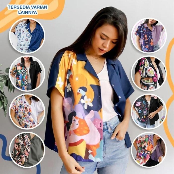 Pilihan- Sovlo Kemeja Oversized Avery - Atasan Wanita Motif Printing