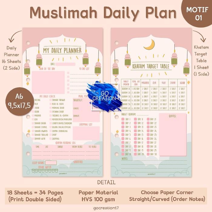 

Isi Binder Muslimah Daily Planner / Muslimah Planner A6 (6 Ring) Kertas Putih Stationery
