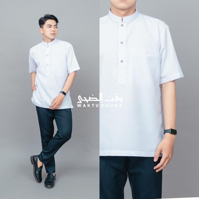 Pilihan- Waktu Dhuha - Koko Dhuha Baju Muslim Pria Remaja Dewasa Lengan Pendek Bahan Premium
