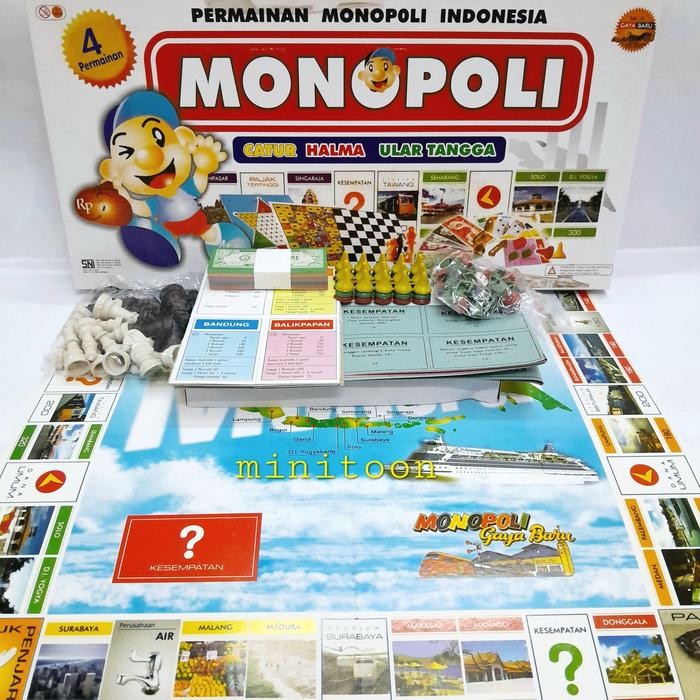 MJ MONOPOLY JUMBO INDONESIA 44cm Mainan Monopoli Indonesia 4 in 1 Board Games
