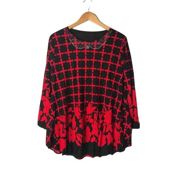 Atasan Tunik JUMBO LD 110 CM - LD 130 CM TiLe Impor MeLar Lapisan Furing Motif Kotak Fit To XXL -