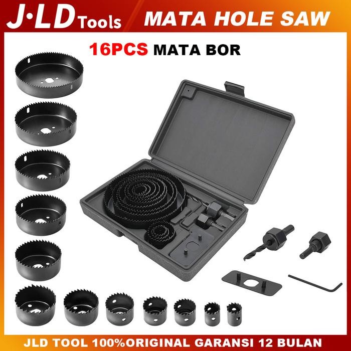 BERKUALITAS JLD 16Pcs Mata bor Hole saw Kit Mata bor set Pelubang Kayu PVC Hidroponik HoleSaw Kit