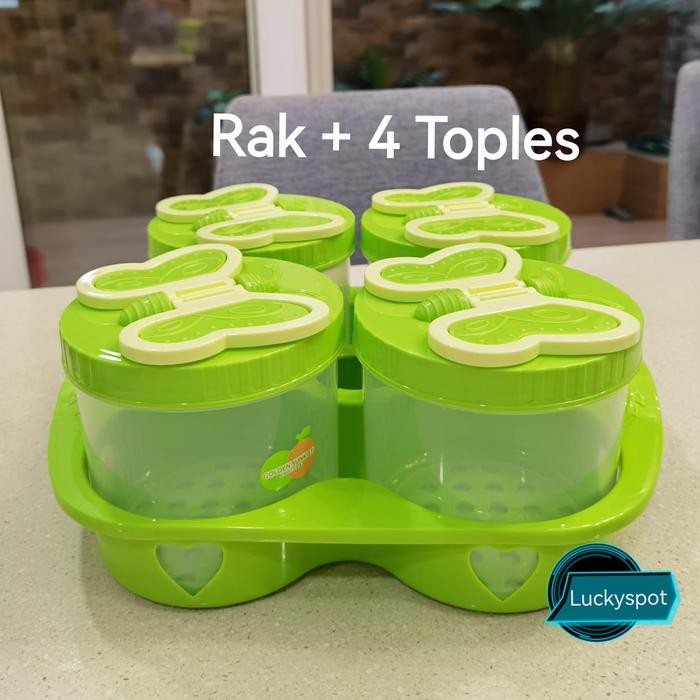 Rak + 4 Toples / Toples Lebaran / Toples kue kering / Toples kupu kupu