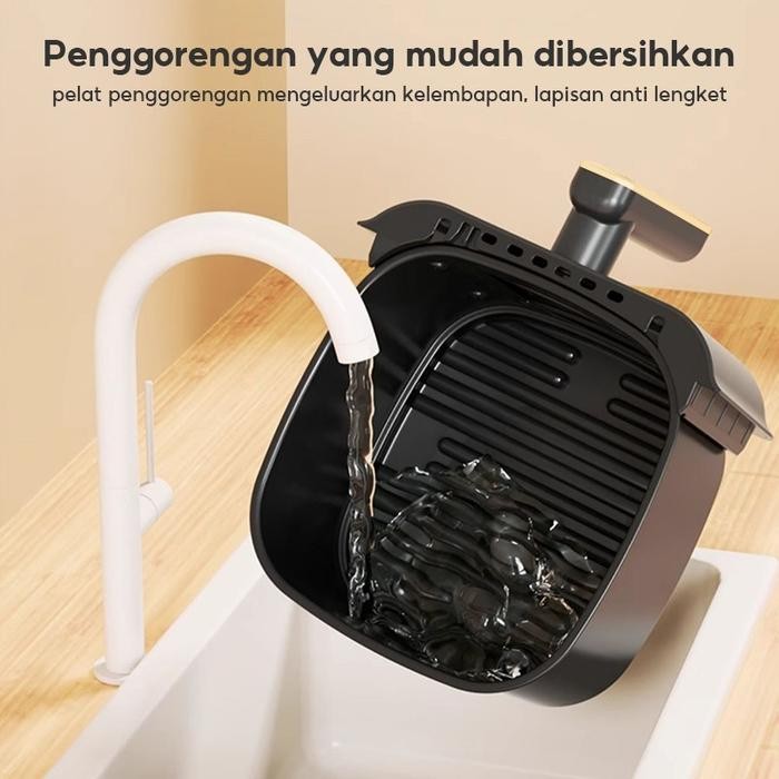 HAN RIVER Air Fryer 4.2L Multifungsi Wajan Anti Lengket Bebas Minyak Low Watt 800 Watt (HRAF03WT)