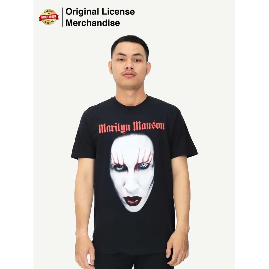 Tshirt Shirt Kaos Hitam Musik Band Original MARILYN MANSON UK Red Lips best seller