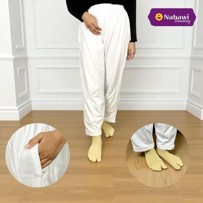 Celana Dalaman Ihram Ihrom Wanita Panjang Kain Bahan Katun Putih Polos Kantong Perlengkapan Haji dan