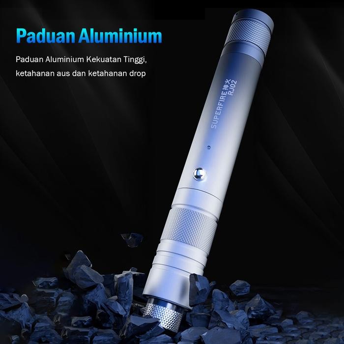 SuperFire Laser Pointer USB Rechargeable Senter 77G Portabel Aluminium Alloy Green Light Torch J02