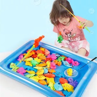 Mainan ikan COD 32PCS Pools Mainan pancing ikan magnet air Kolam pancing ikan magnet pancingan anak