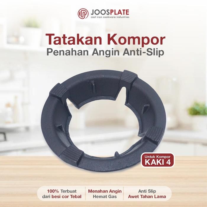 SIAPKIRIM Tatakan kompor anti angin kaki 4 / cover kompor penahan angin anti-slip Besi cor tebal