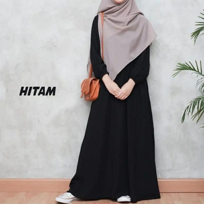 KirimCpT- Abaya Polos Jetblack Premium Abaya Remaja Hitam Polos Muslim Turki Gamis Arab Wanita