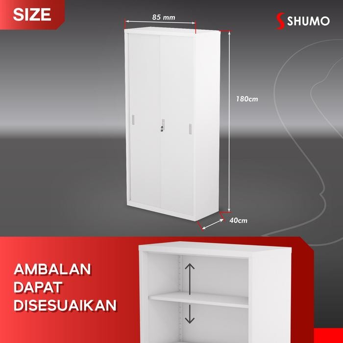 Shumo Super White Lemari Arsip Besi 2 Pintu Sliding Besi