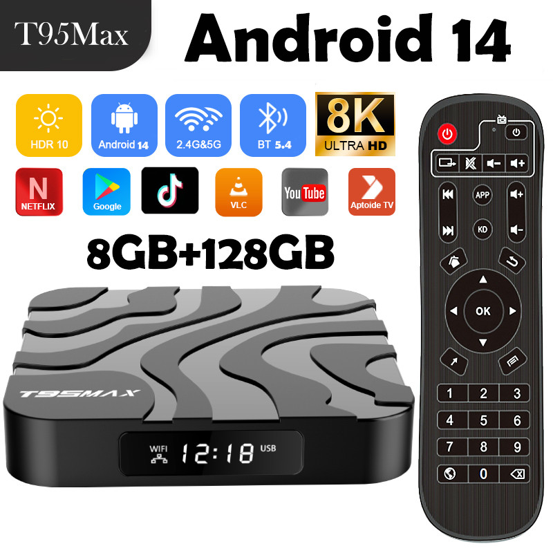Smart Tv Box Android14 T95 Max Allwinner H618 Bluetooth 5.4 Settings Top Box Hdr10 Media Player Tv