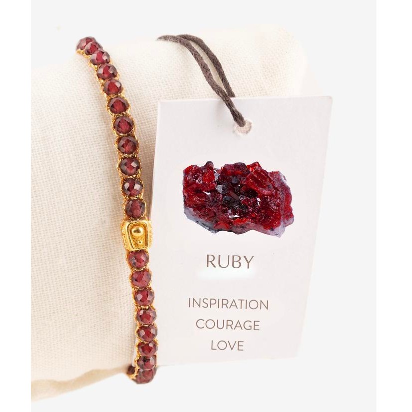 Ruby Tali Warna Gold Gemstones Bracelet For Women Aesthetic Samapura Terlaris