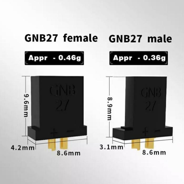 GNB27 CONNECTOR MALE FEMALE GAONENG MINI DRONE FPV LIPO BATTERY FREE BUBBLEWRAP