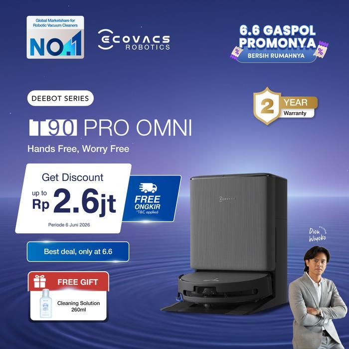 [Trusted Worldwide] Ecovacs DEEBOT T90 PRO OMNI Robot Vacuum Pel Otomatis OZMO Roller 3.0