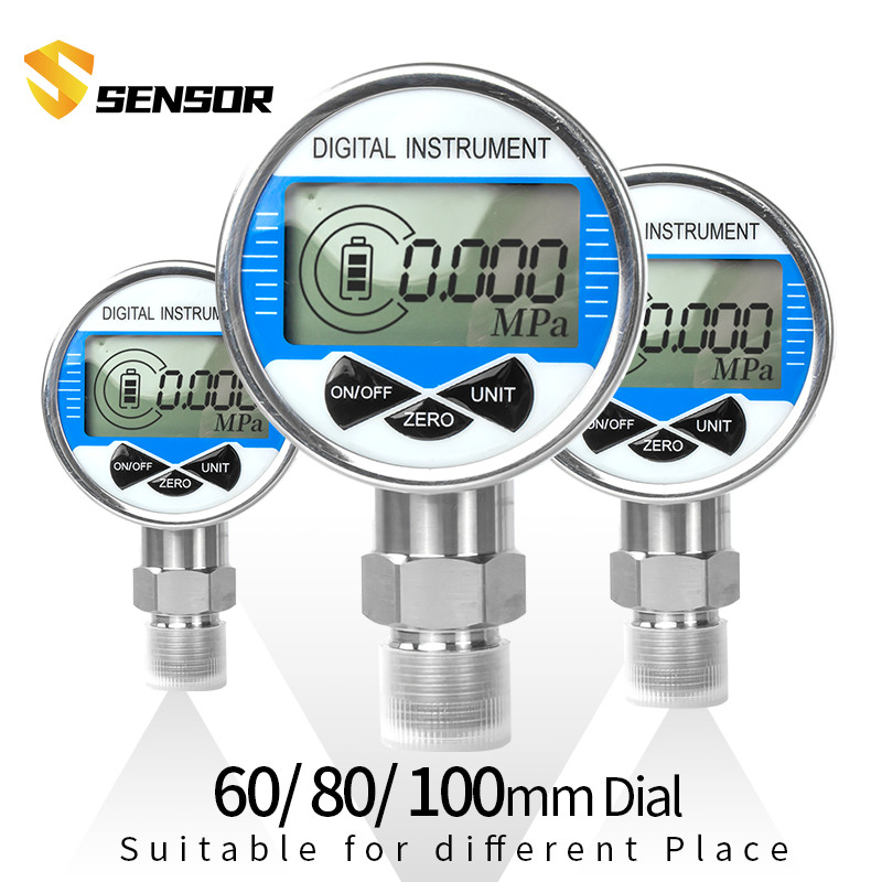 BARU Digital Pressure Gauge LCD Manometer 0-100Mpa Water Oil Gas Air Pressure Gauge 100mm Dial M20*1