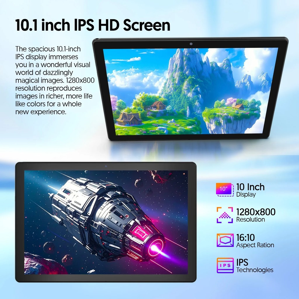 BAKEN 10-inch Android 15 tablet, quad-core processor, 12GB (3+9 expansion) RAM + 64GB storage, 5G