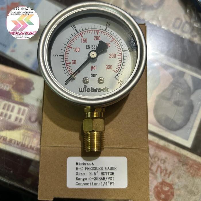 Pressure Gauge Wiebrock 21/2" 25 Bar/ Pressure Gauge Wiebrock 350 Psi 2.5" Terbaru 