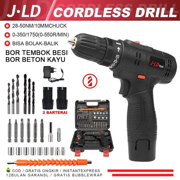 Krisbow Modern - Jld 12V Mesin Bor Baterai Cordless Drill Bor 10Mm Bolak Balik Bor Baterai 1 Set Bor