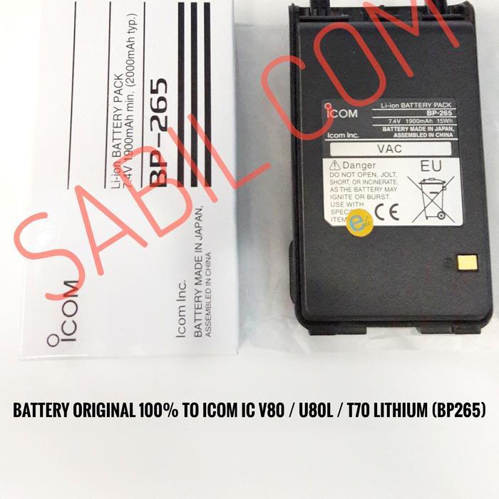 BATRE HT ICOM V80 ORIGINAL 100% ICOM BP 265 BATRE ICOM V80 ORIGINAL