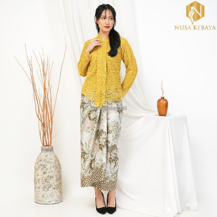 NUSA KEBAYA Setelan Kebaya Widuri Model Kebaya Floy Kartini Bahan Brokat Rok Lilit Batik Kebaya Floy