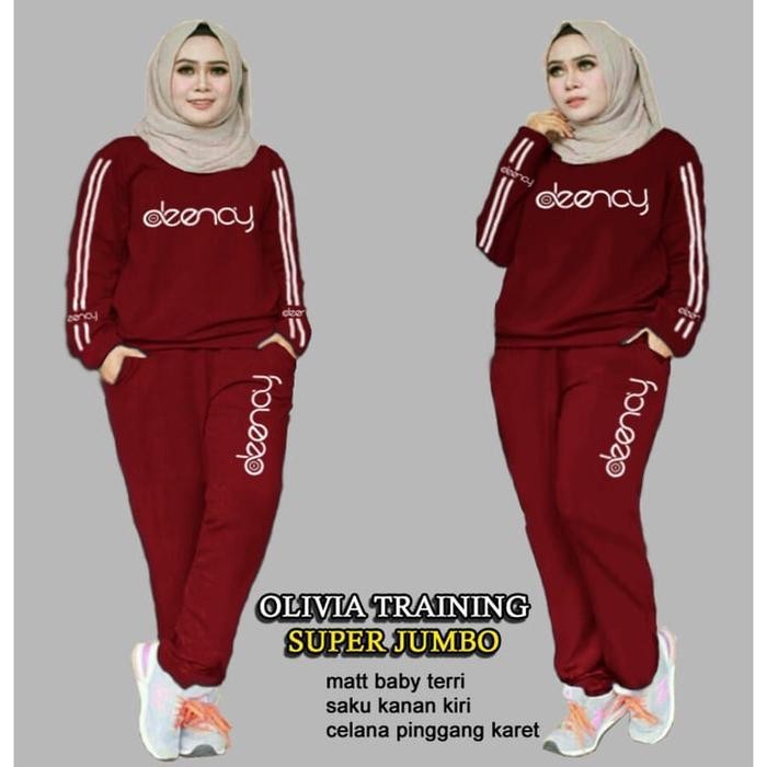 PIK - Setelan Olahraga Wanita Hijab Marimar Olivia M L XL XXL 3XL Training Baju Celana Kaos Muslim