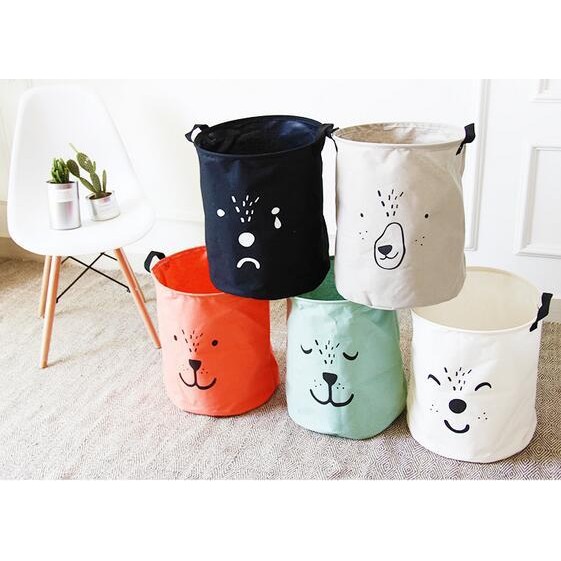 CANVAS STORAGE BAG BIN KERANJANG KANVAS LAUNDRY BAG TOY STORAGE