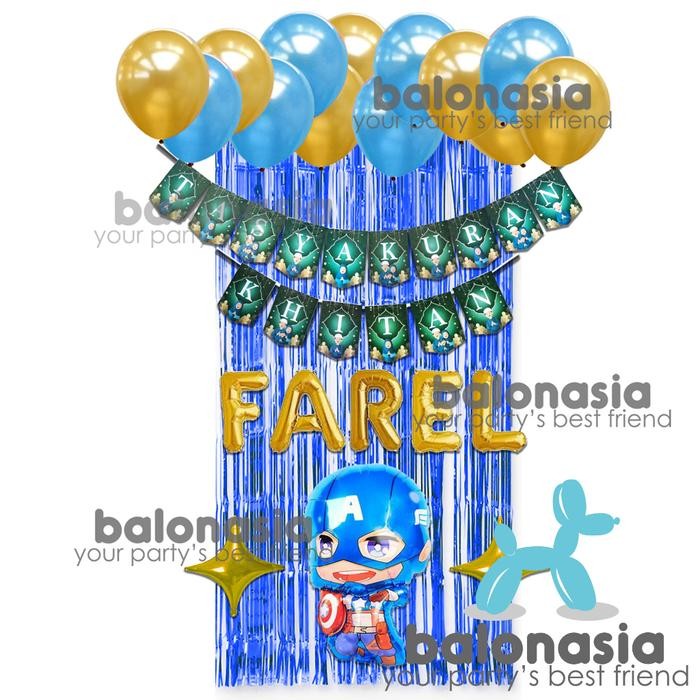 Dekorasi paket Balon tasyakuran khitan khitanan backdrop tirai baby captain