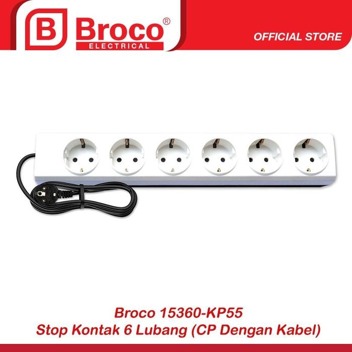 Broco Electric - Stop Kontak 6 Lubang 15360-Kp55 (Cp Dengan Kabel)