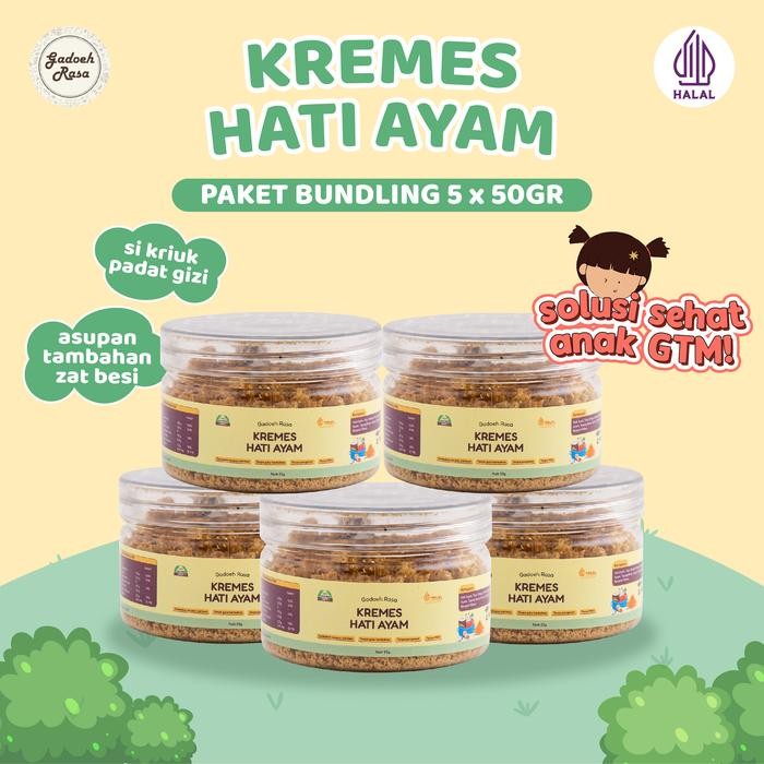 

Pilihan- Gadoeh Rasa Kremes Hati Ayam Premium - Paket 5 Toples 50Gr Crispy Snacks Healthy