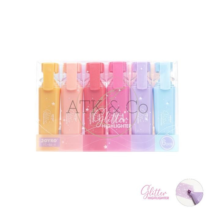 

Highlighter Set Glitter Joyko HL-86-6 - Penanda Berwarna Joyko