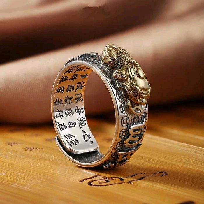 Pilihan- Cincin Keberuntungan Pixiu Dengan Pola Mantra - Magic Spell Ring Feng Shui Ring Amulet