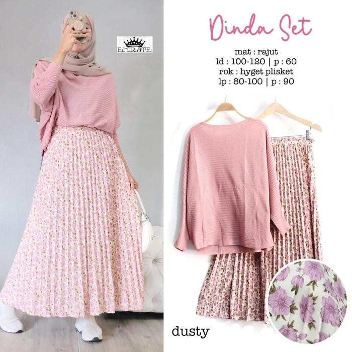 ORIGINAL Setelan Rok Plisket Panjang Dan Kaos Oversize Rajut READY STOCK