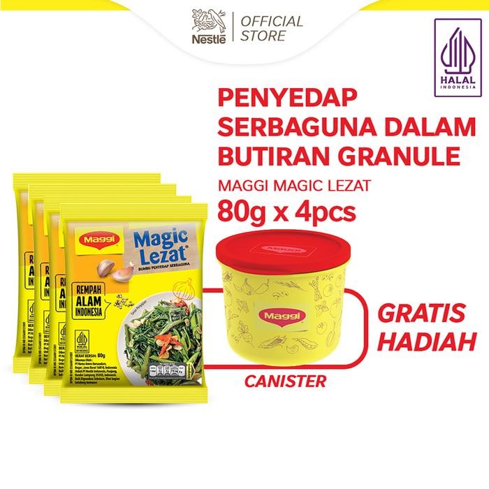 

Stok Baru Maggi Magic Lezat Bumbu Masakan Penyedap Serbaguna 80g x 4pcs Free Canister Kuning