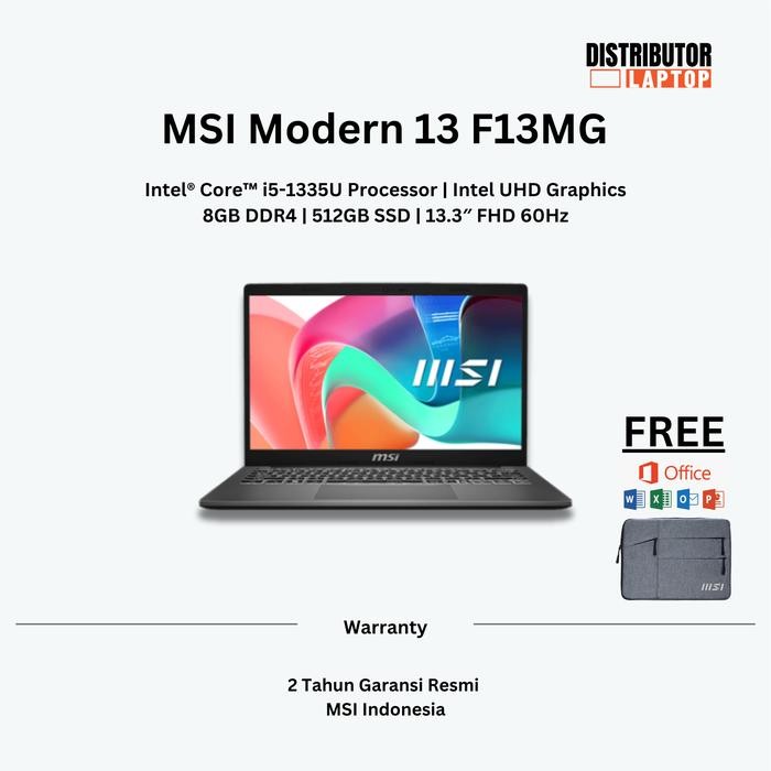Pilihan- Laptop Msi Modern 13 F13Mg Intel Core I5-1335U Ram 8Gb 512Gb Ssd W11