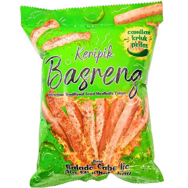 

S32567 PAMMA BASRENG BALADO CABE IJO ALA MINANGKABAU SNACK 60GR MAJU BERSAMA (20250921)