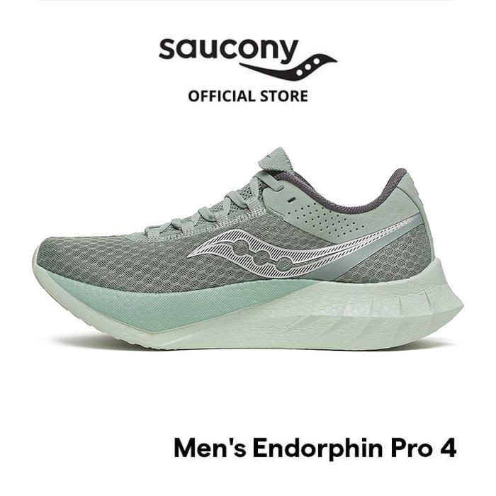 Sepatu Lari Pria SAUCONY Shoes Endorphin Pro 4 Men - Iceberg / Carbon