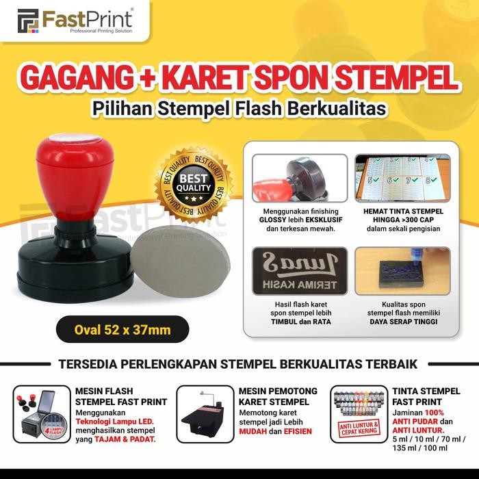 

Terbaru! Gagang Stempel Plus Karet Spon Potongan Ukuran Oval 52X37Mm