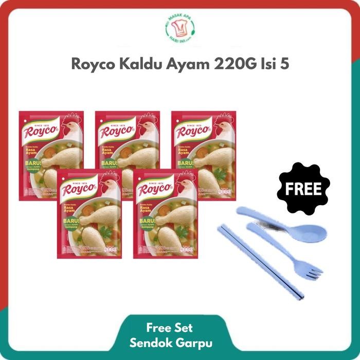 

Stok Baru [FREE Sendok Garpu Set] Royco Bumbu Penyedap Makanan Rasa Kaldu Ayam 220G isi 5