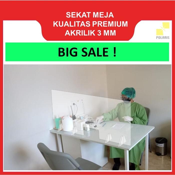 RJ Sekat Akrilik / Pembatas / Partisi Meja Kasir 120 x 60 cm