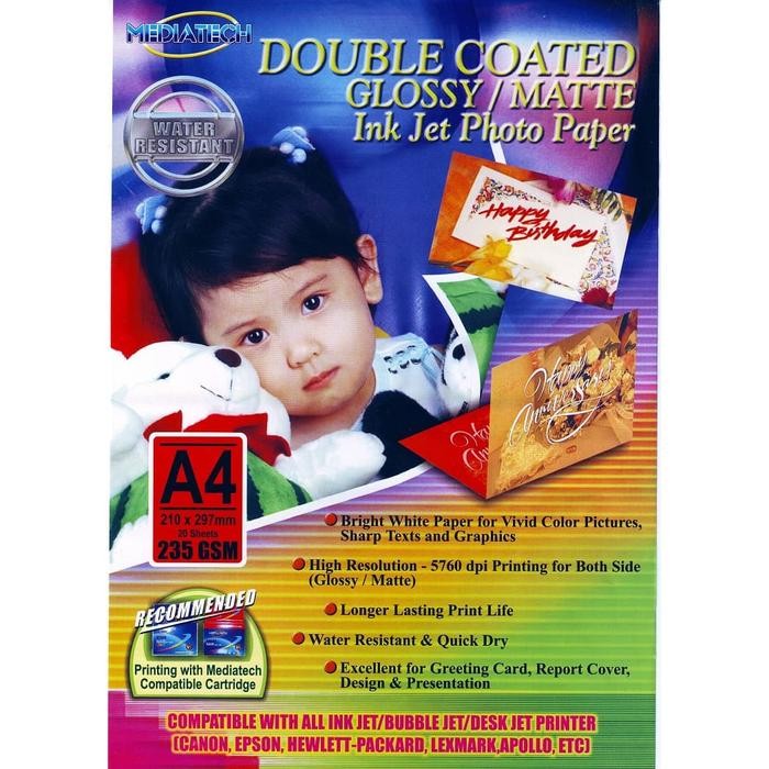 

Mediatech Double Coated Photo Paper Glossy Matte - A4 235 Gsm - 32002