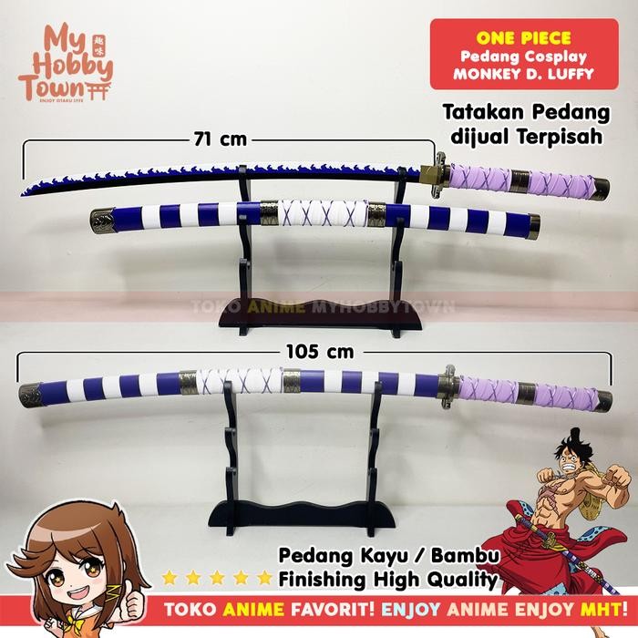 Khusus Grab Replika Pedang Kayu One Piece Luffy Nidai Kitetsu Cosplay