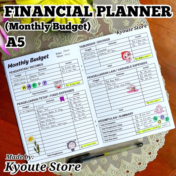 Buku Financial Planner (Monthly Budget) Kyoute A5 Rencana Uang Bulanan