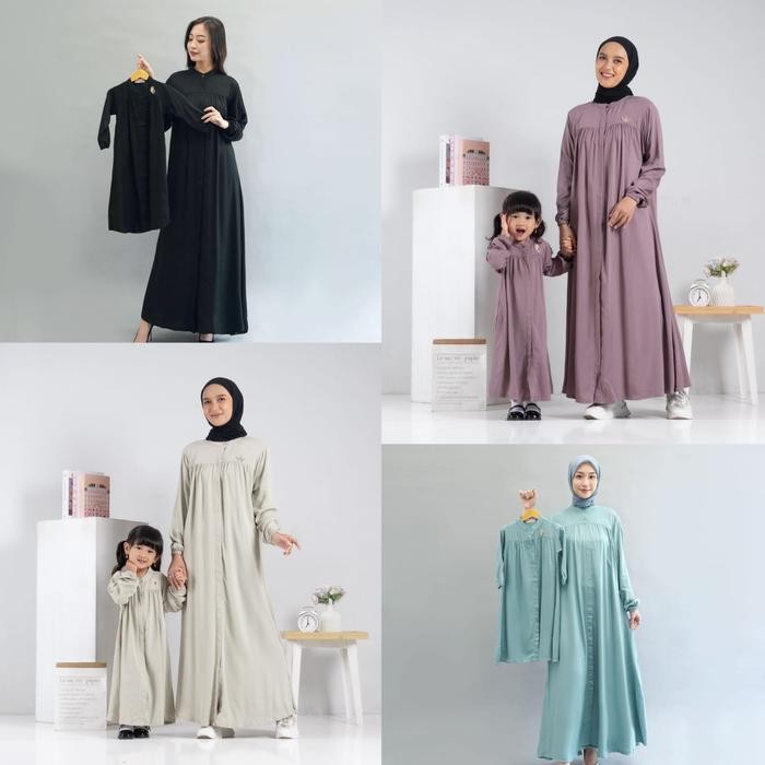 Pilihan- Wiriwiri Gamis Couple Ibu Dan Anak Bahan Rayon Twill Premium Muslim Baju Keluarga