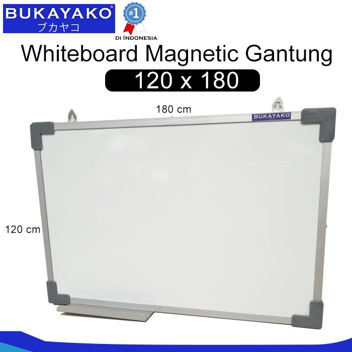 

Whiteboard Magnetic 120 x 180 Gantung BUKAYAKO Papan Tulis