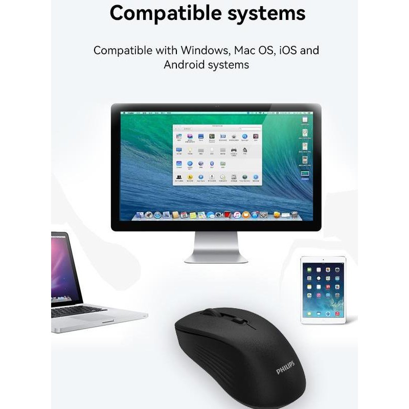 philips spk7538 mouse multi device bluetooth+2.4g wireless mouse silent [mutu terbaik]