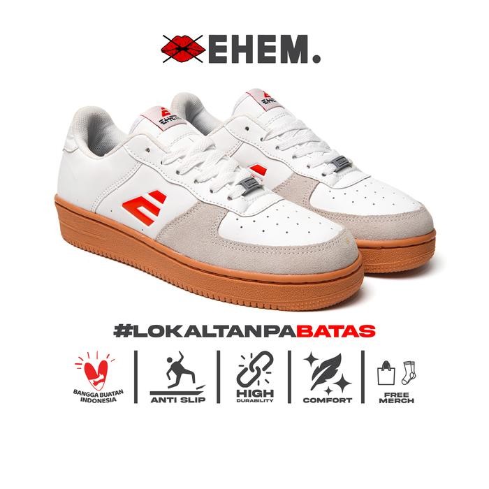 Brodo - Sepatu Sneakers Unisex Pria Wanita Eforce White Gum Casual Shoes Putih